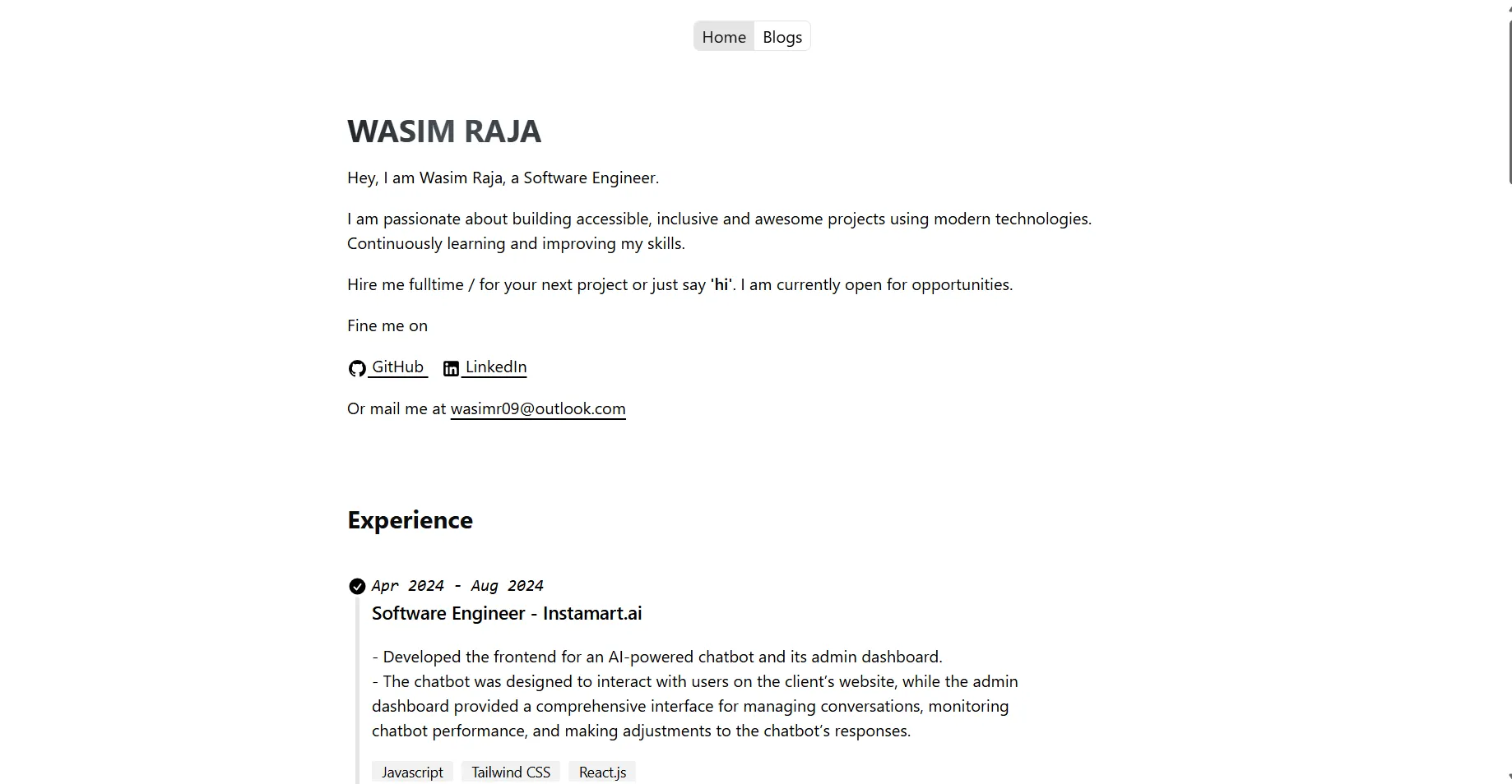 Portfolio project home